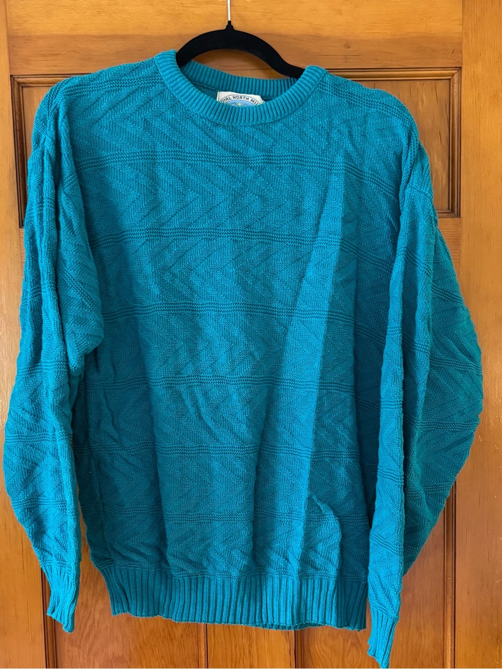 Vintage Royal North Mills Outfitters Men's Teal Crewneck 100% cotton Sweater